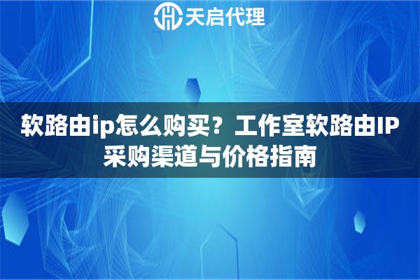 软路由ip怎么购买?工作室软路由IP采购渠道与价格指南